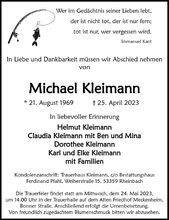 Anzeige von Michael Kleimann von  Schaufenster/Blickpunkt 