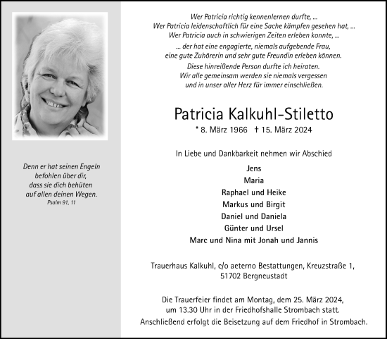 Anzeige von Patricia Kalkuhl-Stiletto von Kölner Stadt-Anzeiger / Kölnische Rundschau / Express