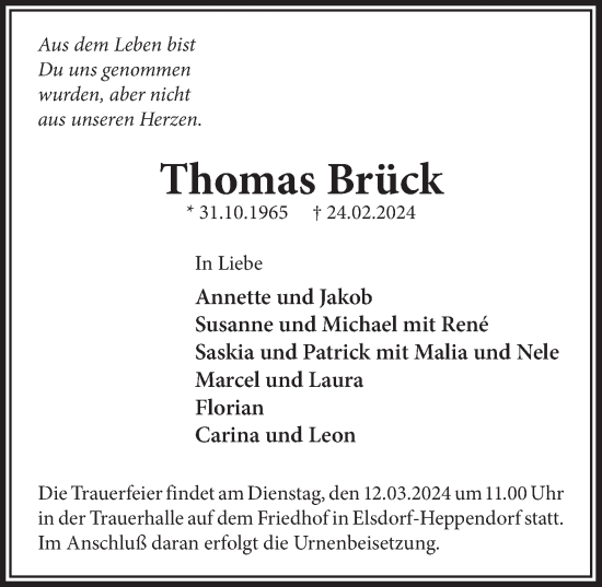 Anzeige von Thomas Brück von  Werbepost 