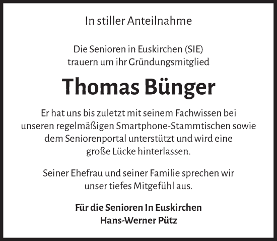 Anzeige von Thomas Bünger von  Blickpunkt Euskirchen 