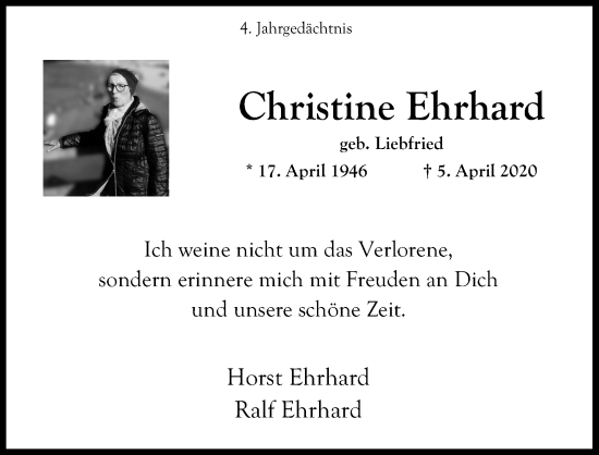 Anzeige von Christine Ehrhard von Kölner Stadt-Anzeiger / Kölnische Rundschau / Express