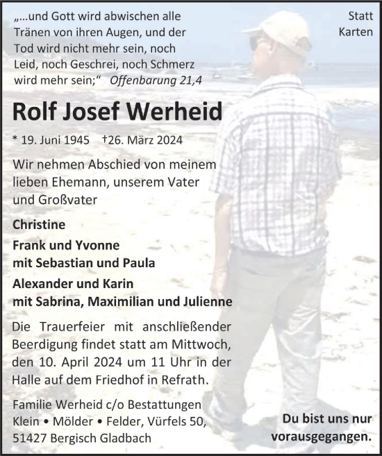 Anzeige von Rolf Josef Werheid von  Bergisches Handelsblatt 