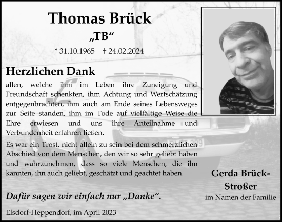 Anzeige von Thomas Brück von  Werbepost 