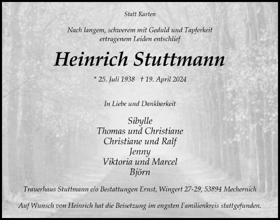 Anzeige von Heinrich Stuttmann von  Blickpunkt Euskirchen 