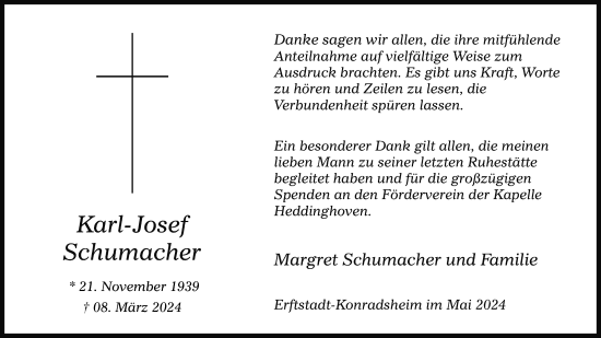 Anzeige von Karl-Josef Schumacher von Kölner Stadt-Anzeiger / Kölnische Rundschau / Express