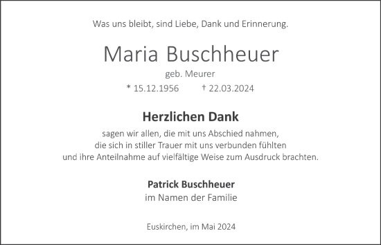 Anzeige von Maria Buschheuer von  Blickpunkt Euskirchen 