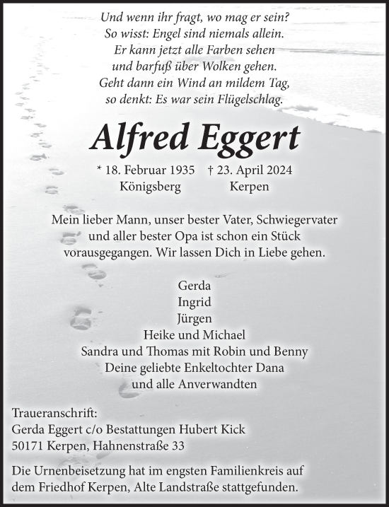 Anzeige von Alfred Eggert von  Werbepost 