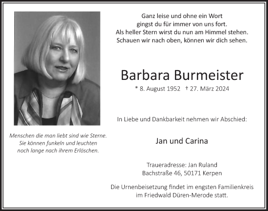Anzeige von Barbara Burmeister von  Werbepost 