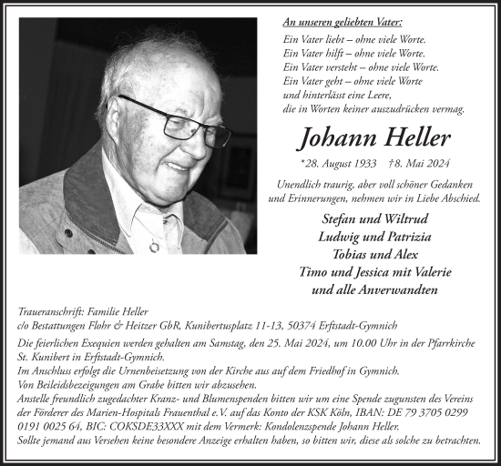 Anzeige von Johann Heller von  Werbepost 