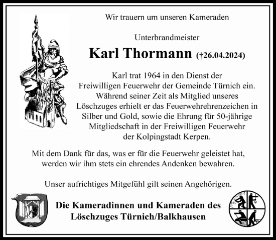 Anzeige von Karl Thormann von  Werbepost 