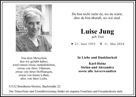 Anzeige von Luise Jung von  Schlossbote/Werbekurier 