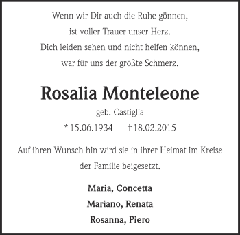Anzeige von Rosalia Monteleone von  Extra Blatt 