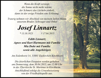 Anzeige von Josef Linnartz von Kölner Stadt-Anzeiger / Kölnische Rundschau / Express