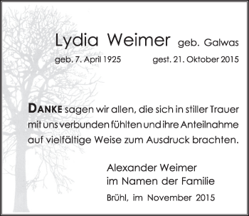 Anzeige von Lydia Weimer von  Schlossbote/Werbekurier 
