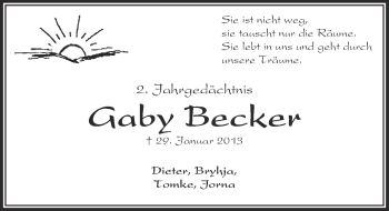 Anzeige von Gaby Becker von  Blickpunkt Euskirchen 