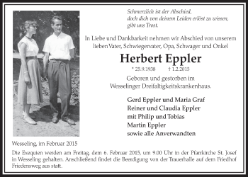 Anzeige von Herbert Eppler von  Schlossbote/Werbekurier 