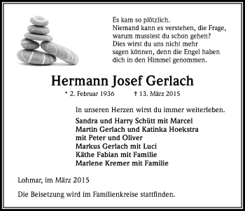 Anzeige von Hermann Josef Gerlach von Kölner Stadt-Anzeiger / Kölnische Rundschau / Express
