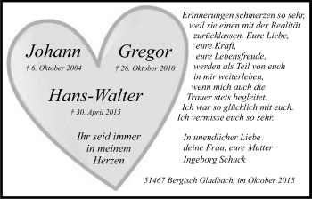 Anzeige von In Erinnerung  von Kölner Stadt-Anzeiger / Kölnische Rundschau / Express