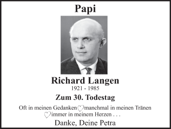 Anzeige von Richard Langen von  Schlossbote/Werbekurier 