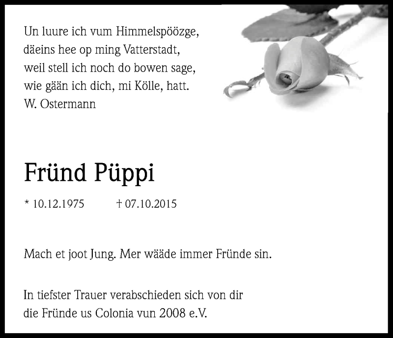  Traueranzeige für Andreas Fromm vom 10.10.2015 aus Kölner Stadt-Anzeiger / Kölnische Rundschau / Express
