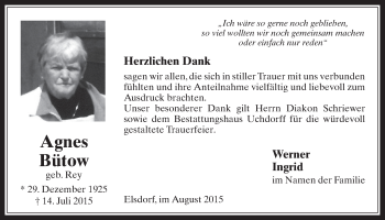 Anzeige von Agnes Bütow von  Werbepost 