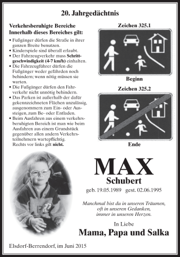 Anzeige von Max Schubert von  Werbepost 