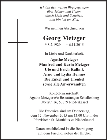 Anzeige von Georg Metzger von  Extra Blatt 