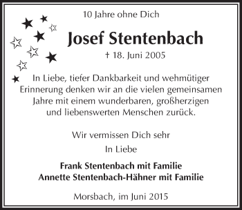 Anzeige von Josef Stentenbach von  Lokalanzeiger 