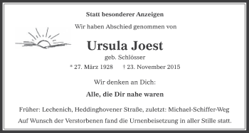 Anzeige von Ursula Joest von  Werbepost 