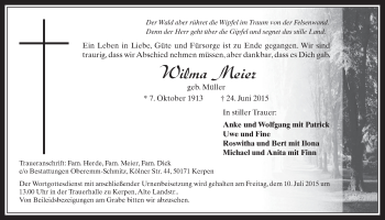 Anzeige von Wilma Meier von  Werbepost 