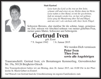 Anzeige von Gertrud Iven von  Werbepost 