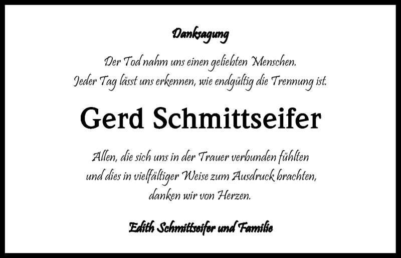  Traueranzeige für Gerd Schmittseifer vom 28.11.2015 aus Kölner Stadt-Anzeiger / Kölnische Rundschau / Express