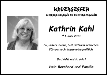 Anzeige von Kathrin Kahl von Kölner Stadt-Anzeiger / Kölnische Rundschau / Express