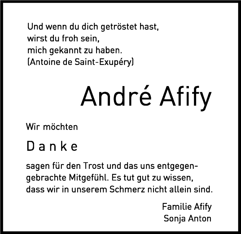  Traueranzeige für André Afify vom 29.06.2011 aus Kölner Stadt-Anzeiger / Kölnische Rundschau / Express