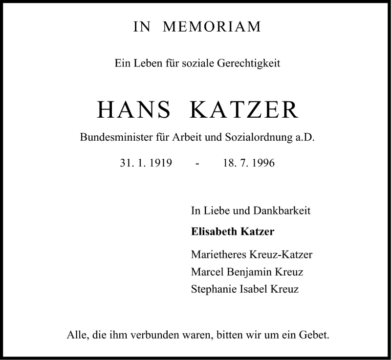  Traueranzeige für Hans Katzer vom 16.07.2011 aus Kölner Stadt-Anzeiger / Kölnische Rundschau / Express