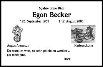 Anzeige von Egon Becker von Kölner Stadt-Anzeiger / Kölnische Rundschau / Express