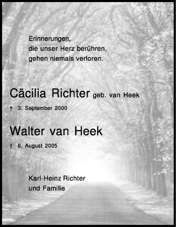 Anzeige von Cäcilia Richter von Kölner Stadt-Anzeiger / Kölnische Rundschau / Express