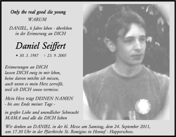 Anzeige von Daniel Seiffert von Kölner Stadt-Anzeiger / Kölnische Rundschau / Express