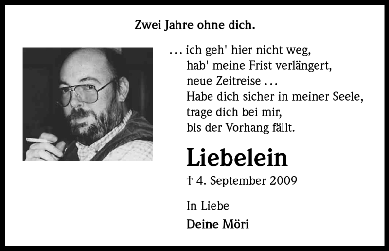  Traueranzeige für Liebelein  vom 03.09.2011 aus Kölner Stadt-Anzeiger / Kölnische Rundschau / Express