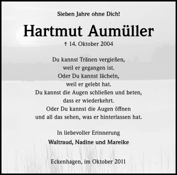 Anzeige von Hartmut Aumüller von Kölner Stadt-Anzeiger / Kölnische Rundschau / Express