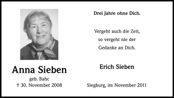 Anzeige von Anna Sieben von Kölner Stadt-Anzeiger / Kölnische Rundschau / Express