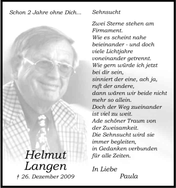 Anzeige von Helmut Langen von Kölner Stadt-Anzeiger / Kölnische Rundschau / Express