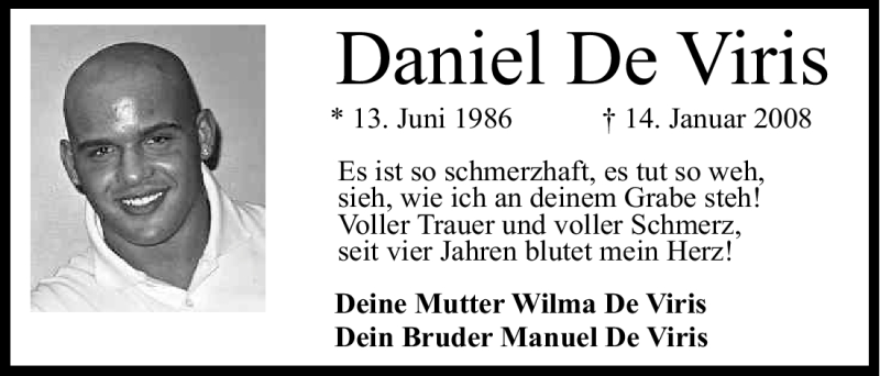  Traueranzeige für Daniel De Viris vom 14.01.2012 aus Kölner Stadt-Anzeiger / Kölnische Rundschau / Express