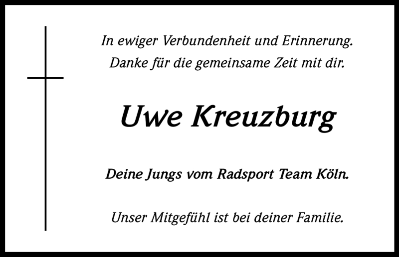  Traueranzeige für Uwe Kreuzburg vom 28.01.2012 aus Kölner Stadt-Anzeiger / Kölnische Rundschau / Express