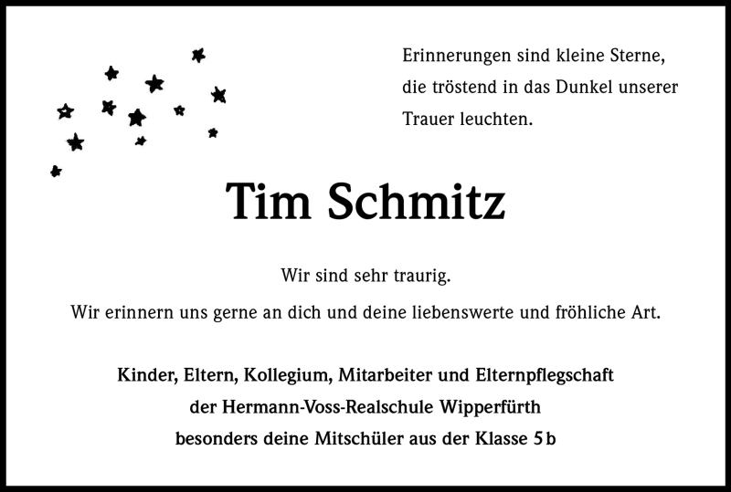  Traueranzeige für Tim Schmitz vom 13.02.2012 aus Kölner Stadt-Anzeiger / Kölnische Rundschau / Express