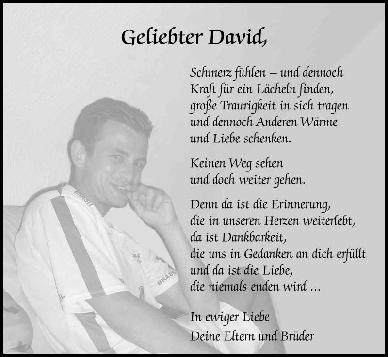  Traueranzeige für David Widera vom 10.03.2012 aus Kölner Stadt-Anzeiger / Kölnische Rundschau / Express