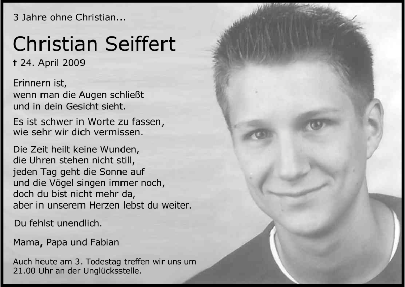  Traueranzeige für Christian Seiffert vom 24.04.2012 aus Kölner Stadt-Anzeiger / Kölnische Rundschau / Express