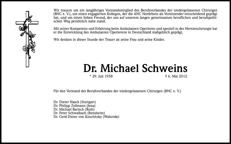  Traueranzeige für Michael Schweins vom 12.05.2012 aus Kölner Stadt-Anzeiger / Kölnische Rundschau / Express