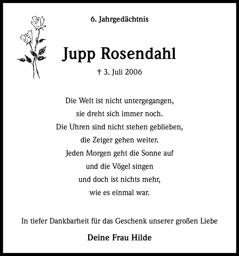  Traueranzeige für Jupp Rosendahl vom 30.06.2012 aus Kölner Stadt-Anzeiger / Kölnische Rundschau / Express