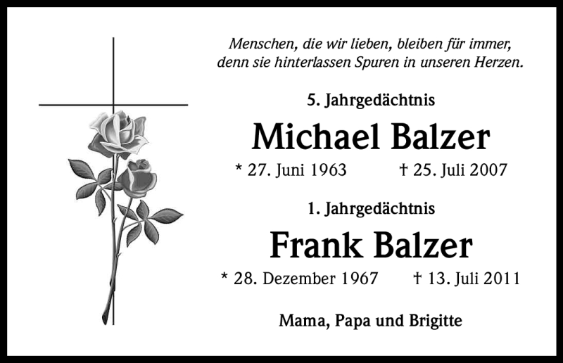  Traueranzeige für Michael Balzer vom 14.07.2012 aus Kölner Stadt-Anzeiger / Kölnische Rundschau / Express